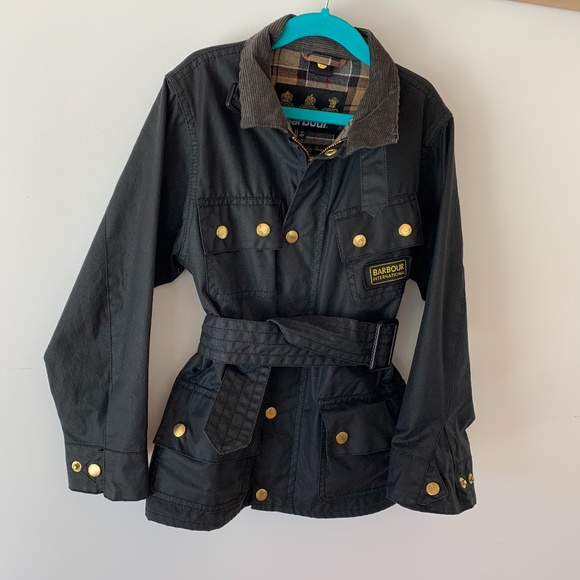 BARBOUR INTL BOYS/GIRLS WAXED JACKET/RAINCOAT